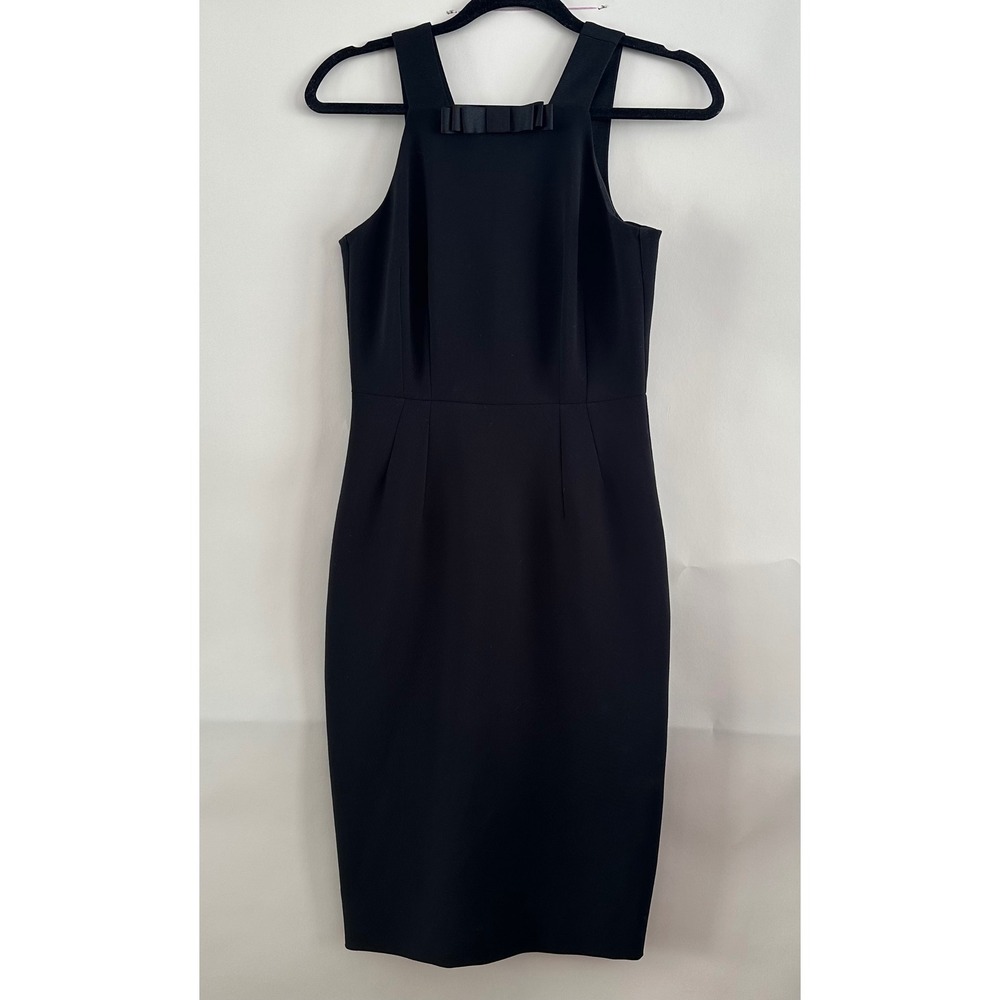 L.K. BENNETT Sheath Dress Women 4 Black Bow Neck Sleeveless